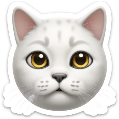 Chubby white cat with black spot sticker