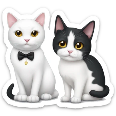 Tuxedo cat and white cat  sticker