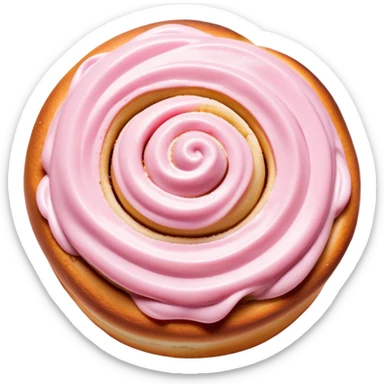 coquette cinnamon roll with pink frosting viewed from above sticker