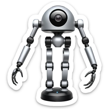 Tall surveillance robot with rotating sensor dome and floating limbs sticker