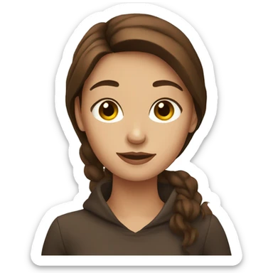 A girl with brown hair drinks coffee sticker