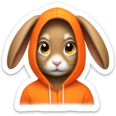 Bunny wearing a neon orange hoodie sticker