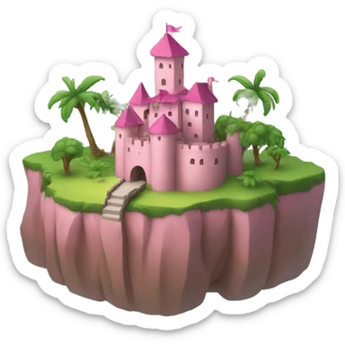 an island with a pink Castle  sticker