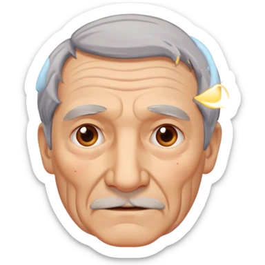 old man with wrinkles, age spots, and gray hair sticker