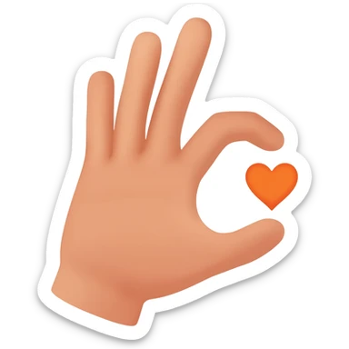 Hand heart emoji with a orange heart inside sticker