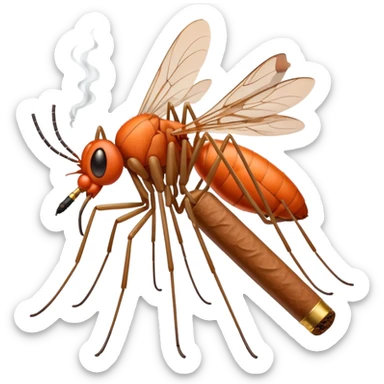 mosquito naranja fumando cigarro  sticker