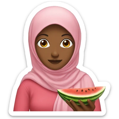 Woman with hijab holding watermelon  sticker