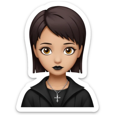 Short brown hair tan skin dark brown eyes goth girl sticker