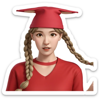 girl with twin braids hat sticker