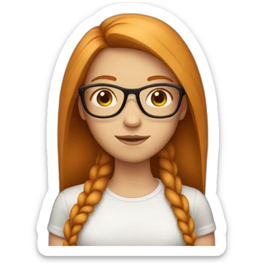 girl with long straight ginger hair and glasses sticker