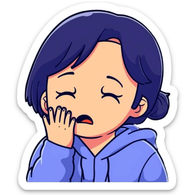a girl crying in pain, sad, tears streaming down face sticker