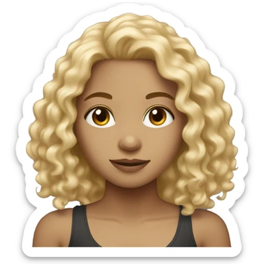light skinned girl with medium long curly blonde hair sticker