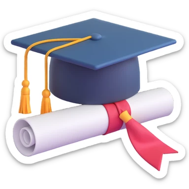 graduation cap with diploma, festive and cheerful sticker