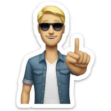 cool white man standing on scene in sunglasses and raising one hand sticker