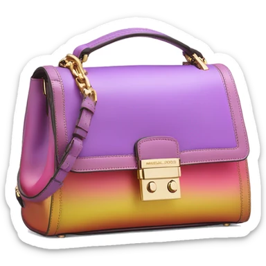 Realistic purple pink and yellow gold ombre metallic michael kors satchel. sticker