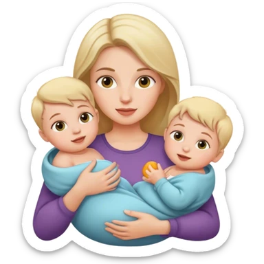 woman with a two babies sticker
