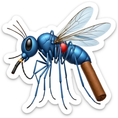 mosquito azul fumando un cigarro sticker