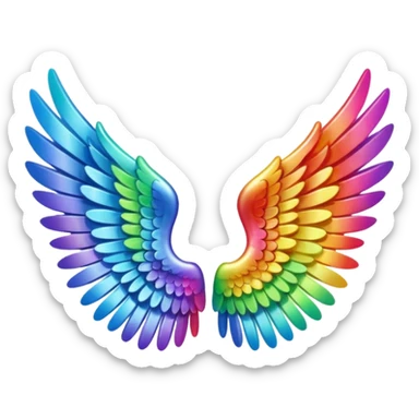 Tiny small left and right rainbow angel wings. sticker