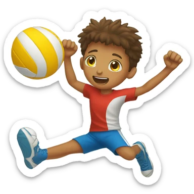 A boy who was smashing a volleyball by jumping  sticker