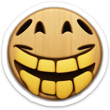 smiley biting into a wooden board sticker
