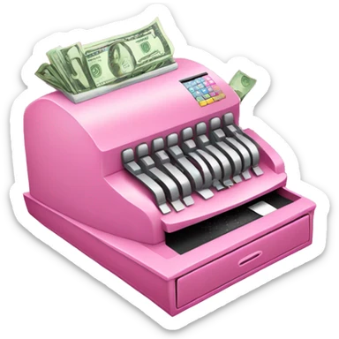 Pink cash register with money sticker