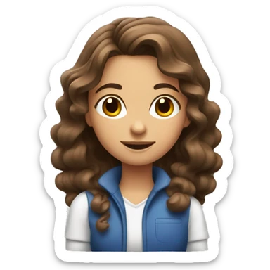 Girl with wavy brown hair with cleaning spray bottle sticker