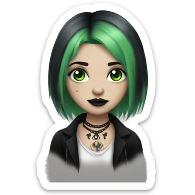 Goth girl with face tattoos and green eyes sticker