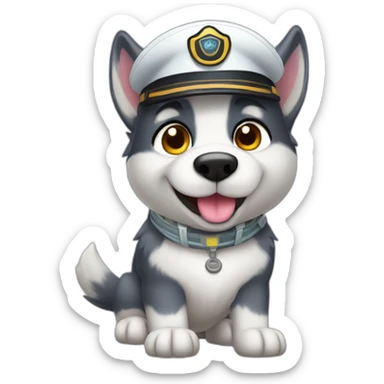 cute husky dog pilot with pilot hat sticker
