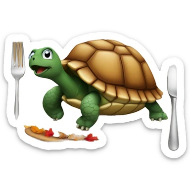 Turtle at thanksgiving dinner sticker
