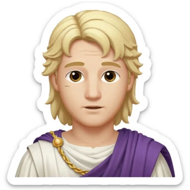 Adonis, Beauty God from Rome Mythology with long blonde hair, white outfit sticker