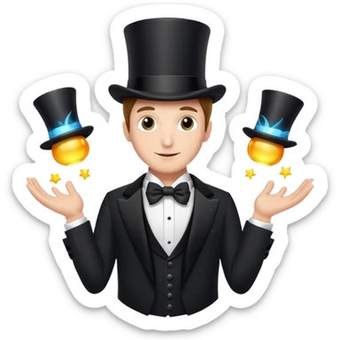one man with three magic top hats sticker
