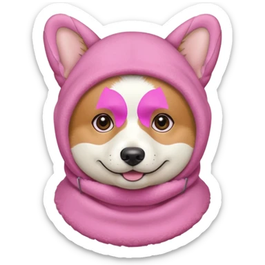 Corgie in Pink balaklava sticker