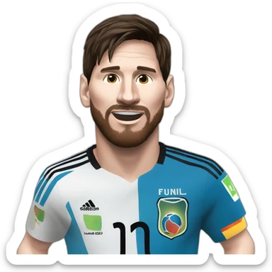 Lionel Messi with the world cup  sticker