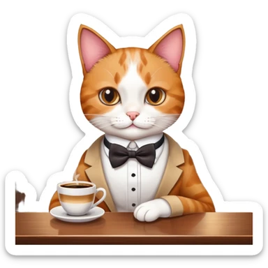 Cat With coffee in bar sticker