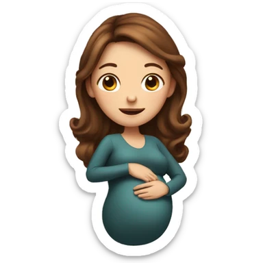 brown hair pregnant lady sticker