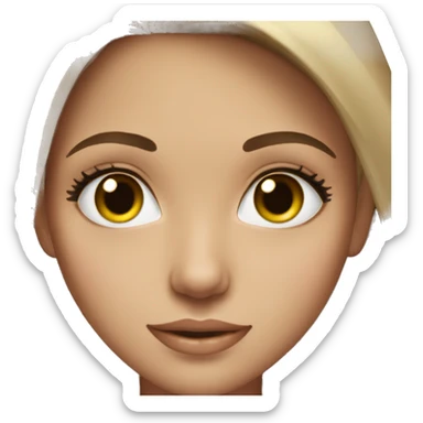 Brunette girl straight hair with hazel eyes, lashes sticker