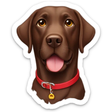 Labrador chocolate con collar rojo sticker