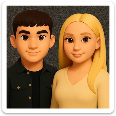 Keep the image unchanged except slightly spread the people apart from each other. Preserve the original style and background as in the reference image. sticker