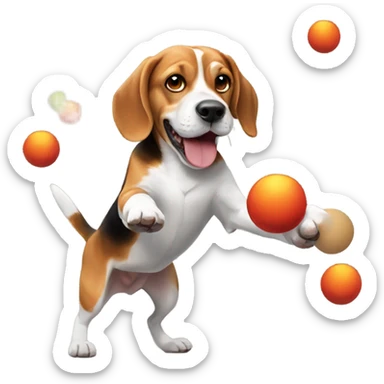 Beagle juggling balls sticker
