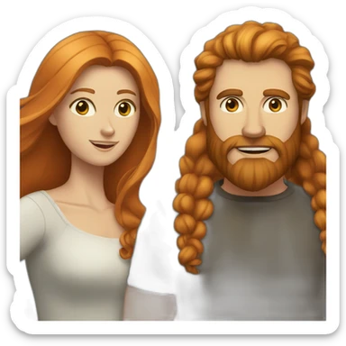 Dark-hair-Bearded-white-man and long haired ginger girlfriend  sticker