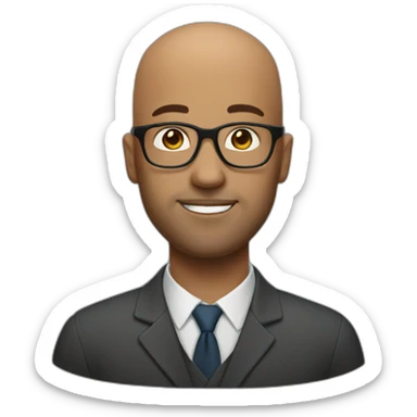 bald 35 year old men with glasses sticker