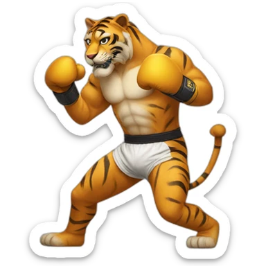 Tiger boxing lion sticker