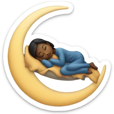 Girl sleeping on the moon sticker