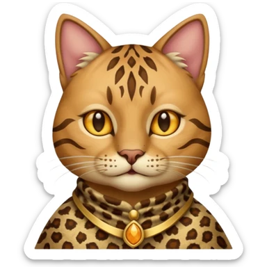 ancient cat wearing animal skin cloth sticker