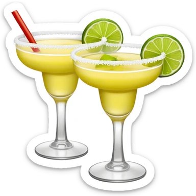 2 margaritas. one normal and one spicy. NO ICE - normal margarita glass with salt on the rim. one should be just with the margarita and the salt. the spicy one should have a small red pepper showing  on top sticker