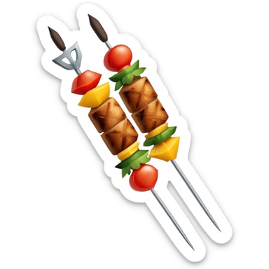 Extremely minimalist kebab skewer with basic shapes sticker