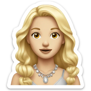 blonde girl portrait with jewelry with grey eyes sticker