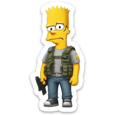  Bart Simpson with a call of duty shirt sticker