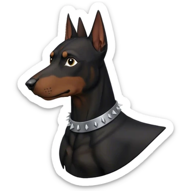 Black Doberman with spiked collar  sticker