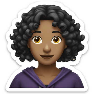 Three Caucasian witches curly black hair sticker